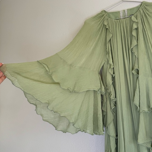 Mango Light Green Ruffled Dress - Picture 3 of 16